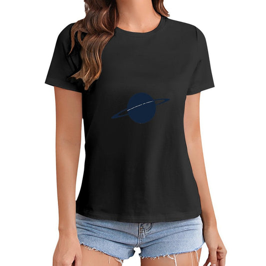 Gildan T-shirt Women Saturn Cosmic Science Rings Spring and Summer Round Neck Short - sleeved Tops Women's Casual Sports T-shirt - TrendyLookz