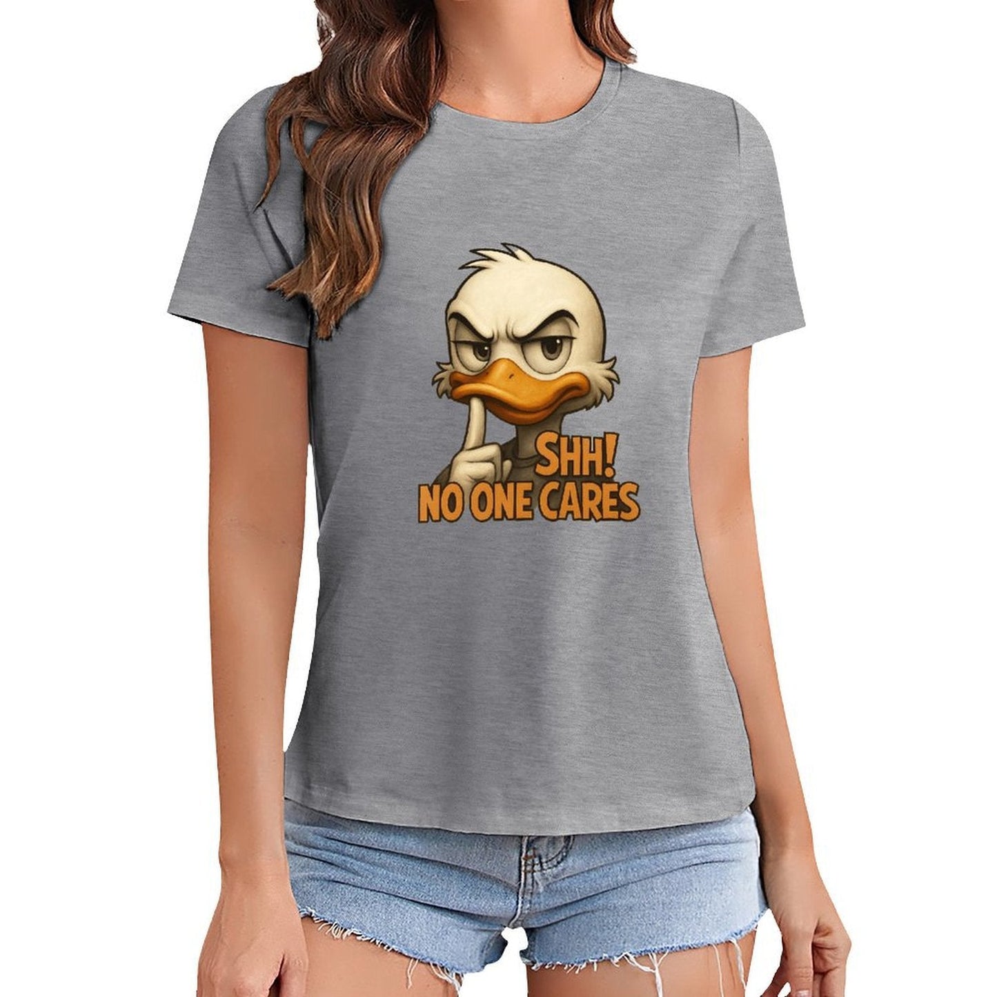 Gildan T-shirt Women Silent Duck Warning - U1 Spring and Summer Round Neck Short - sleeved Tops Women's Casual Sports T-shirt - TrendyLookz