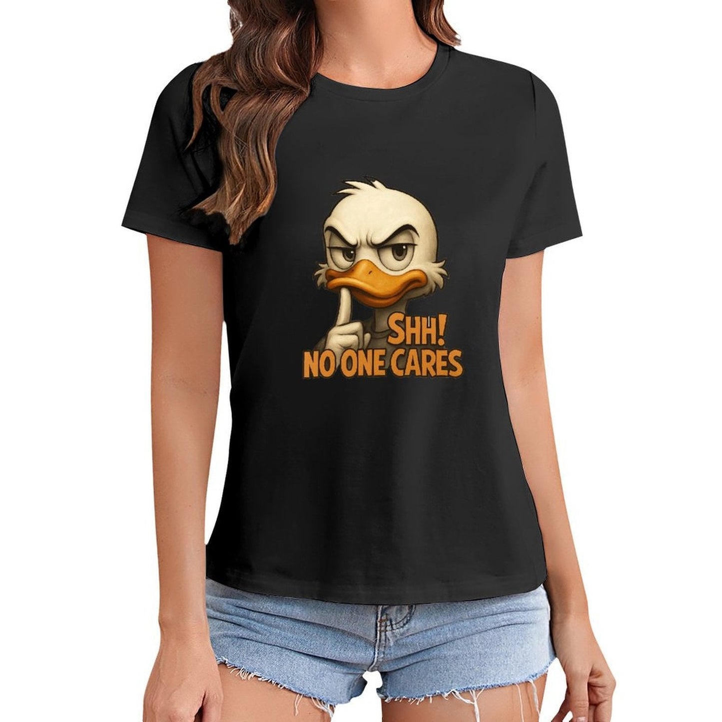 Gildan T-shirt Women Silent Duck Warning - U1 Spring and Summer Round Neck Short - sleeved Tops Women's Casual Sports T-shirt - TrendyLookz