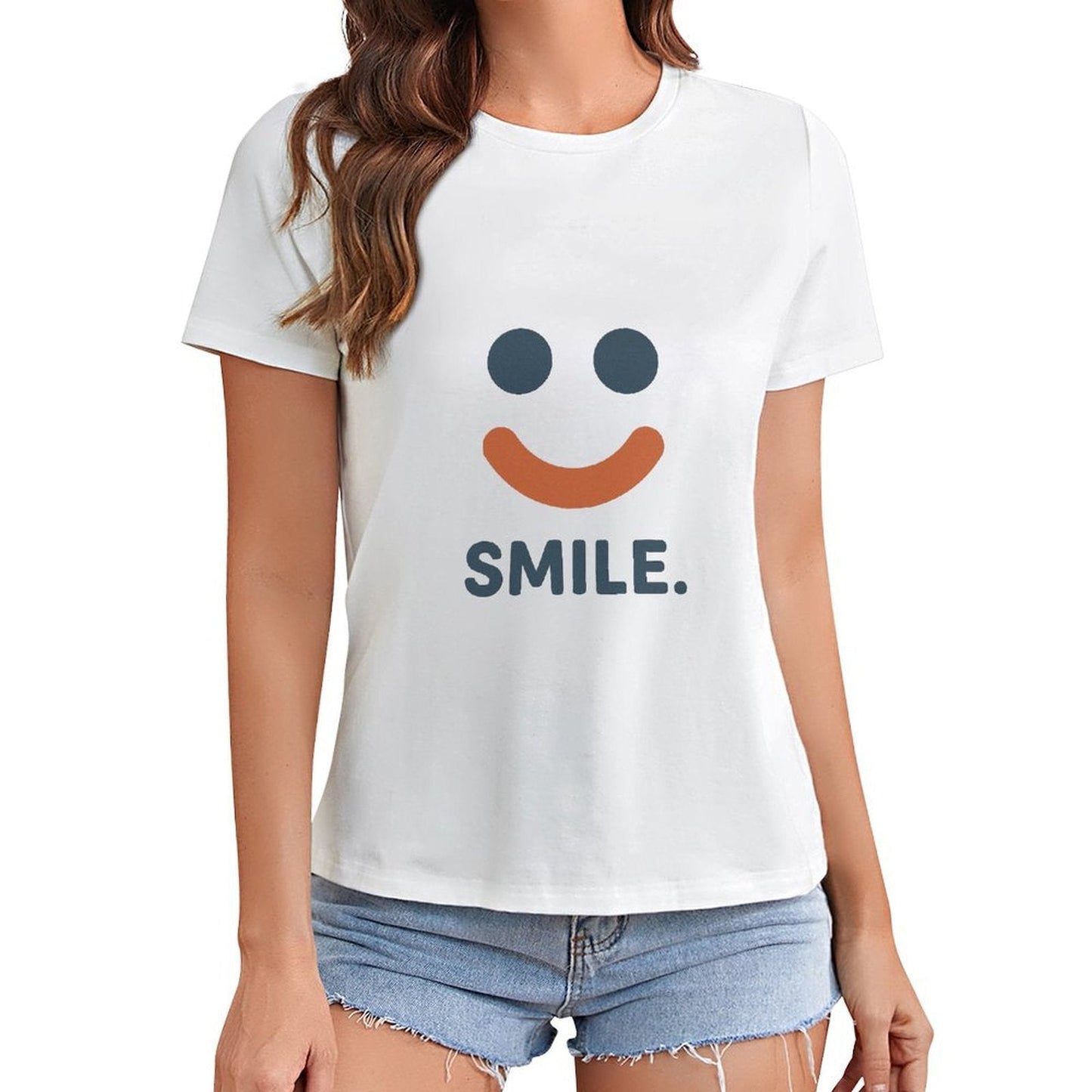 Gildan T-shirt Women Simple Smile Reminder - U1 Spring and Summer Round Neck Short - sleeved Tops Women's Casual Sports T-shirt - TrendyLookz