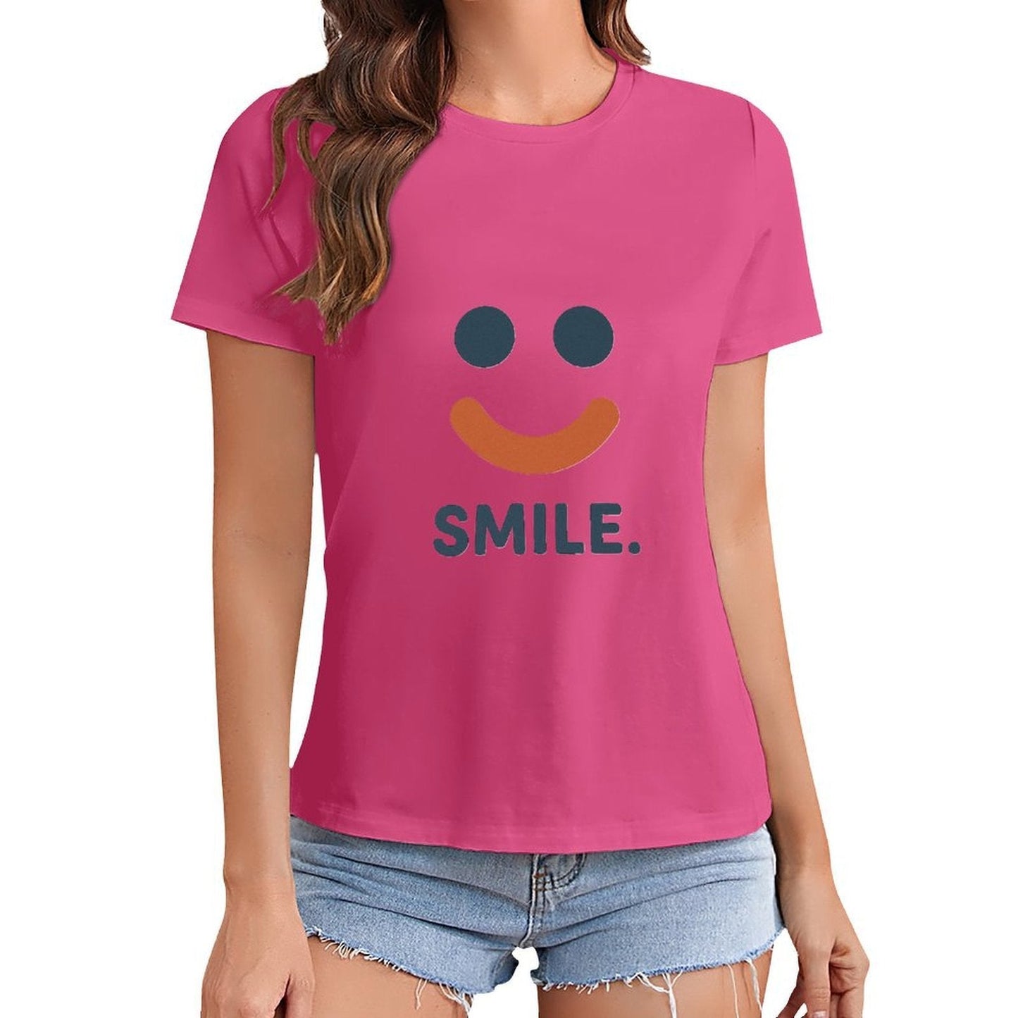 Gildan T-shirt Women Simple Smile Reminder - U1 Spring and Summer Round Neck Short - sleeved Tops Women's Casual Sports T-shirt - TrendyLookz