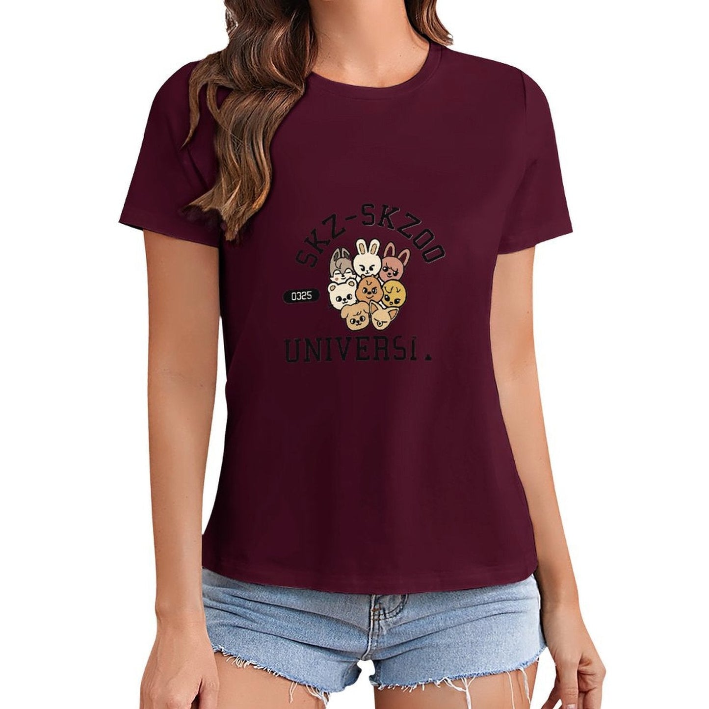 Gildan T-shirt Women SKZ Spring and Summer Round Neck Short - sleeved Tops Women's Casual Sports T-shirt - TrendyLookz