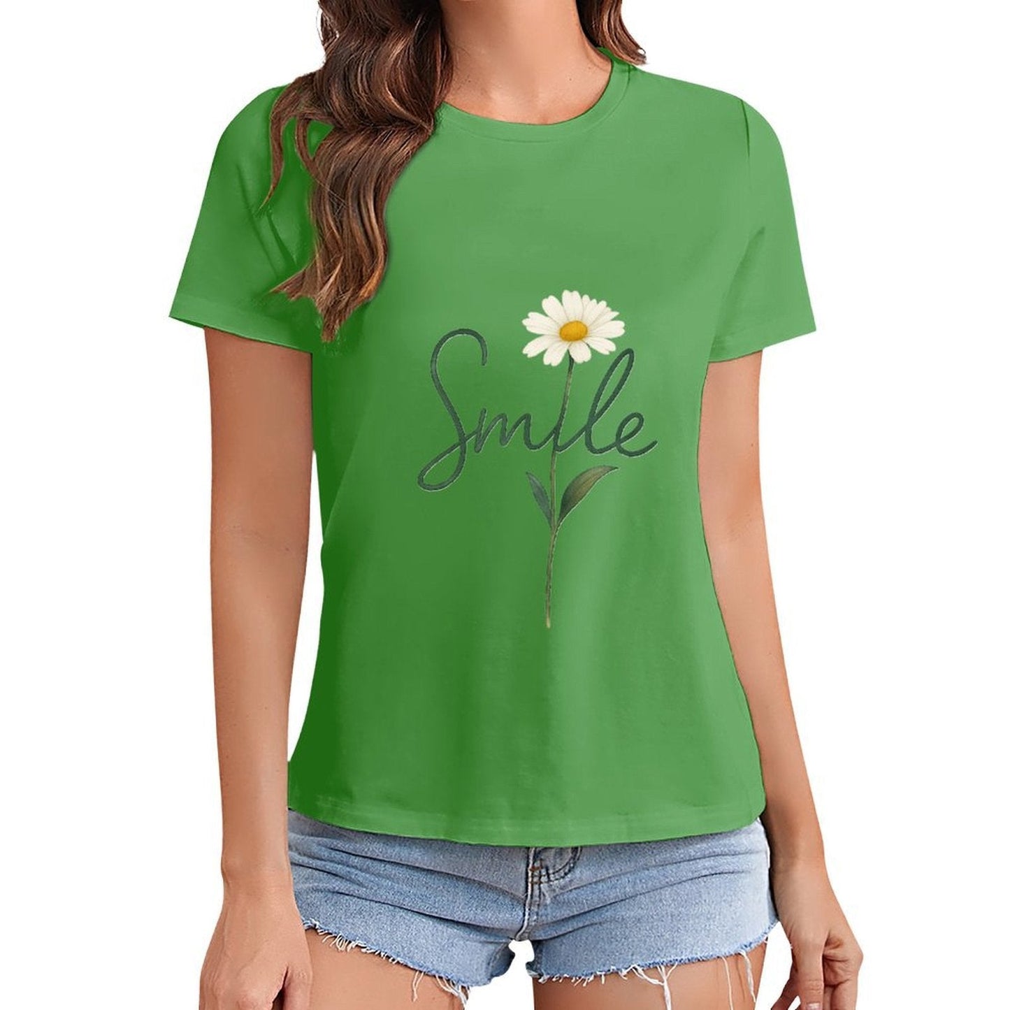 Gildan T-shirt Women Smile Blossom Inspiration - U1 Spring and Summer Round Neck Short - sleeved Tops Women's Casual Sports T-shirt - TrendyLookz
