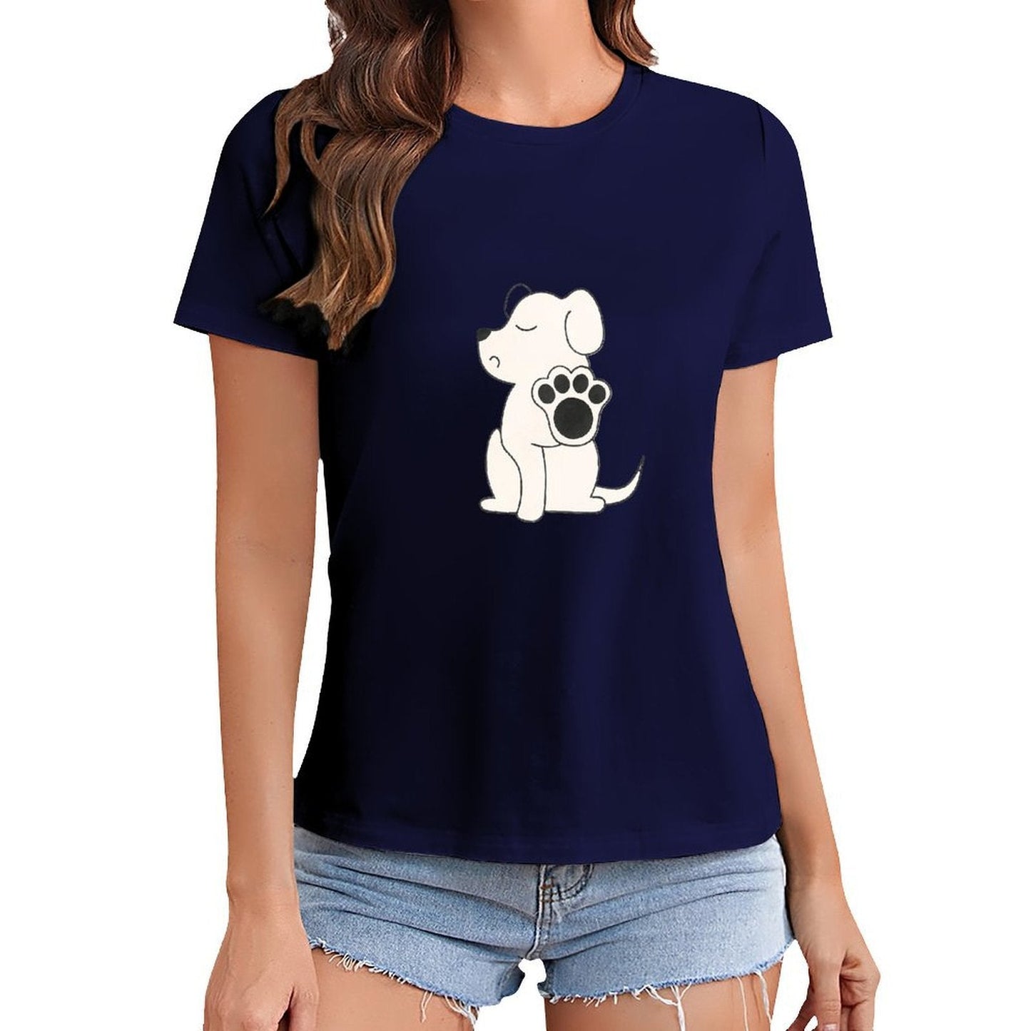 Gildan T-shirt Women Talk To The Paw Spring and Summer Round Neck Short - sleeved Tops Women's Casual Sports T-shirt - TrendyLookz