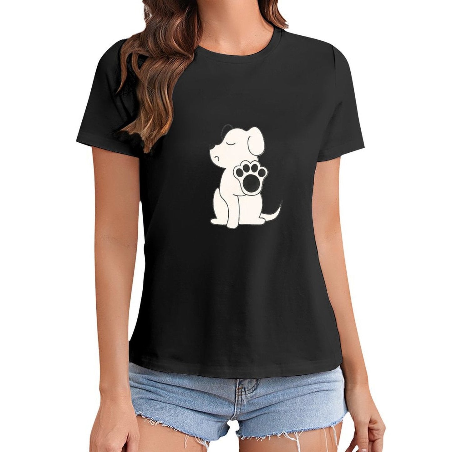 Gildan T-shirt Women Talk To The Paw Spring and Summer Round Neck Short - sleeved Tops Women's Casual Sports T-shirt - TrendyLookz