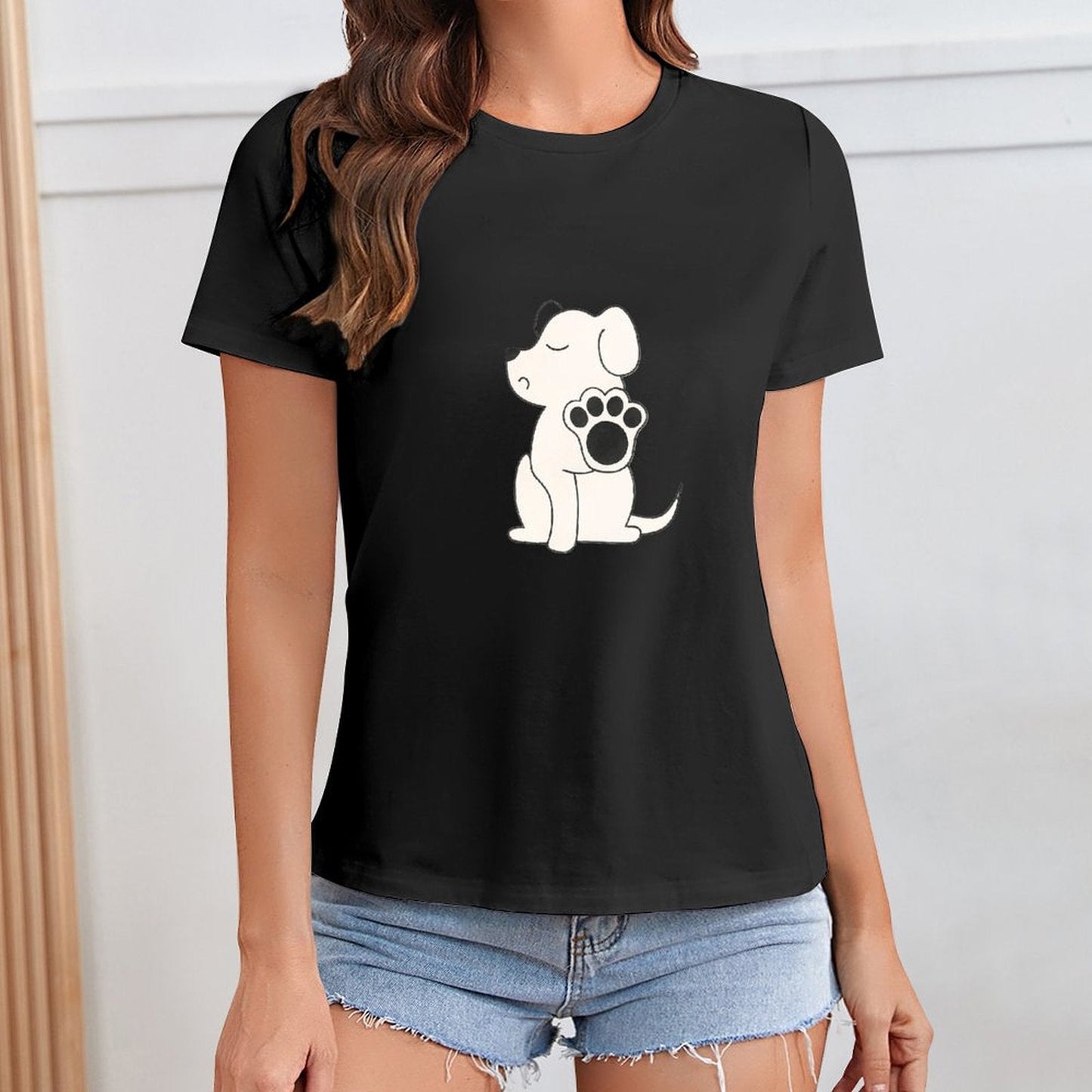 Gildan T-shirt Women Talk To The Paw Spring and Summer Round Neck Short - sleeved Tops Women's Casual Sports T-shirt - TrendyLookz
