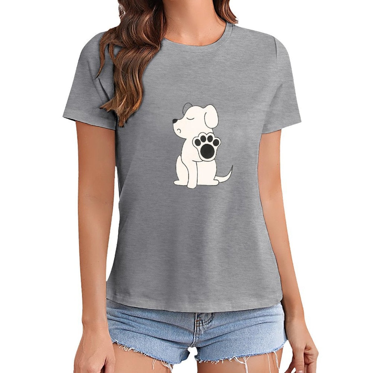 Gildan T-shirt Women Talk To The Paw Spring and Summer Round Neck Short - sleeved Tops Women's Casual Sports T-shirt - TrendyLookz