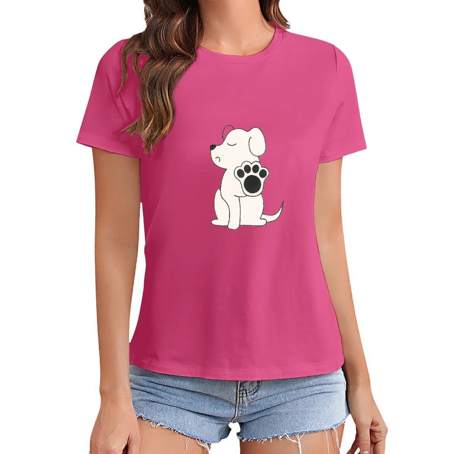Gildan T-shirt Women Talk To The Paw Spring and Summer Round Neck Short - sleeved Tops Women's Casual Sports T-shirt - TrendyLookz