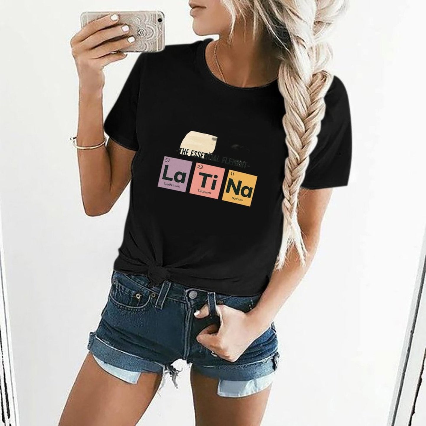 Gildan T-shirt Women The Essential Latina Elements Spring and Summer Round Neck Short - sleeved Tops Women's Casual Sports T-shirt - TrendyLookz