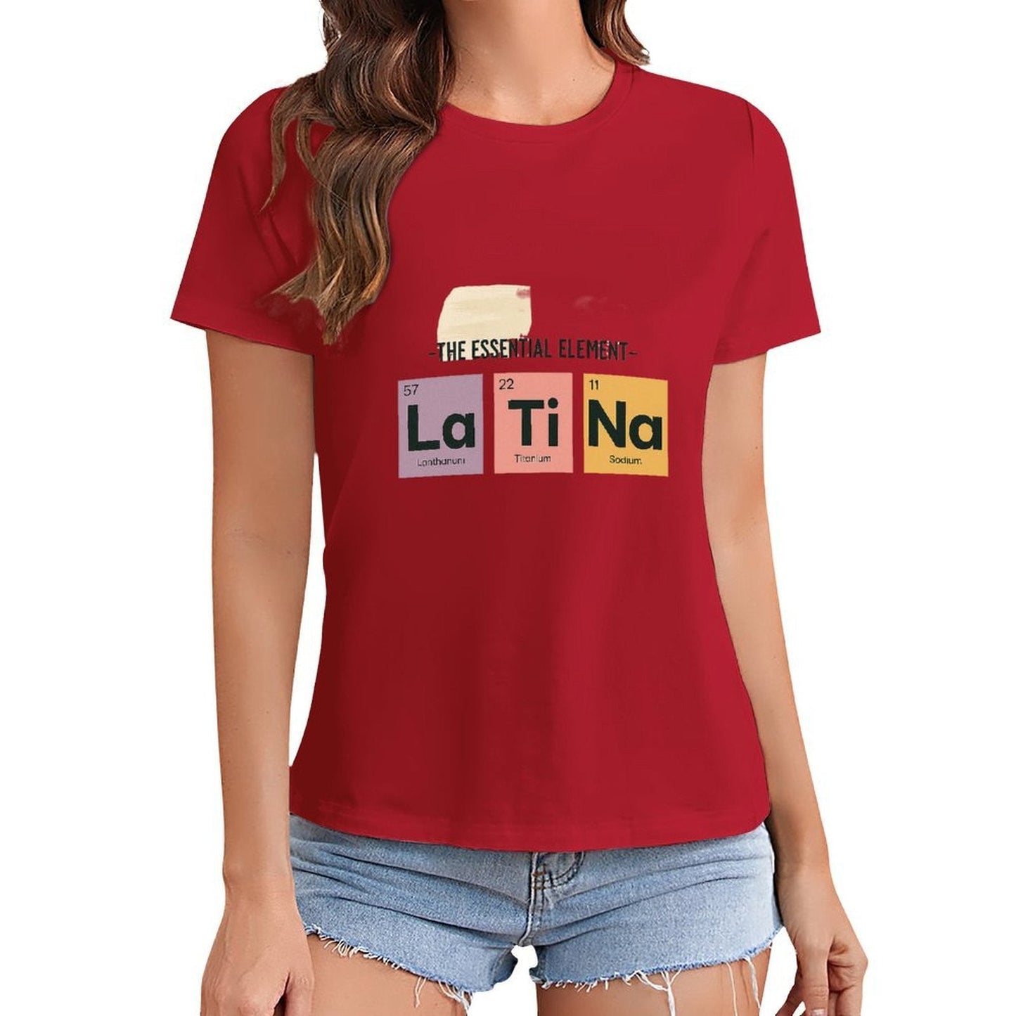 Gildan T-shirt Women The Essential Latina Elements Spring and Summer Round Neck Short - sleeved Tops Women's Casual Sports T-shirt - TrendyLookz