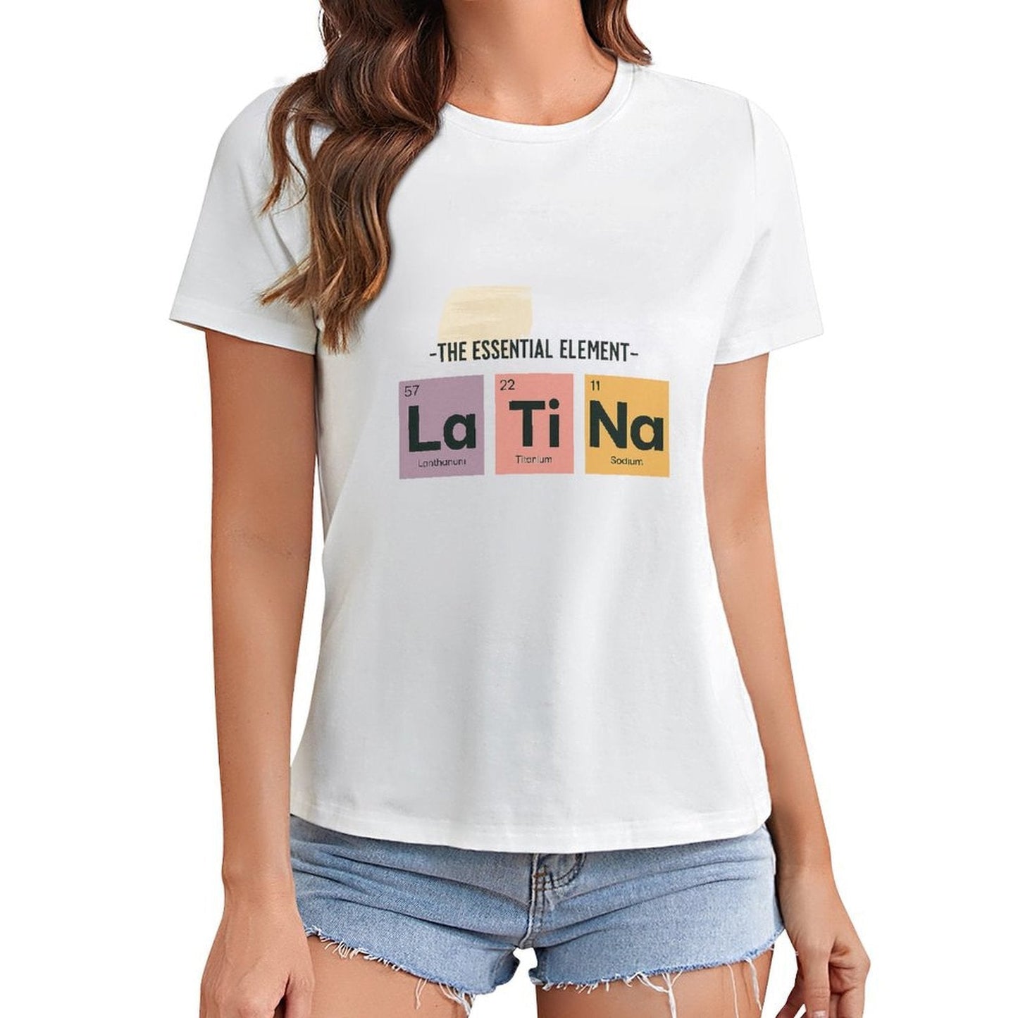 Gildan T-shirt Women The Essential Latina Elements Spring and Summer Round Neck Short - sleeved Tops Women's Casual Sports T-shirt - TrendyLookz