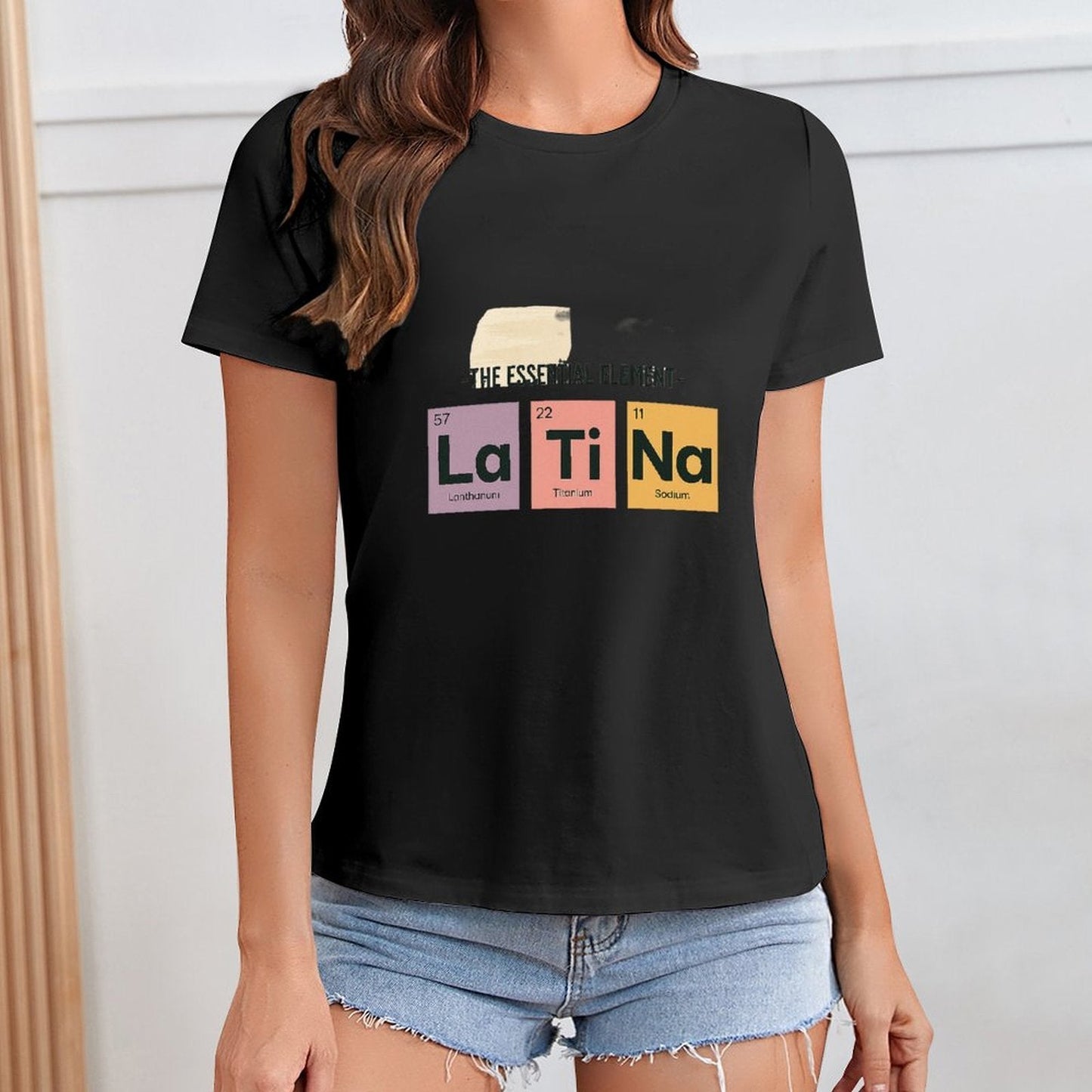 Gildan T-shirt Women The Essential Latina Elements Spring and Summer Round Neck Short - sleeved Tops Women's Casual Sports T-shirt - TrendyLookz