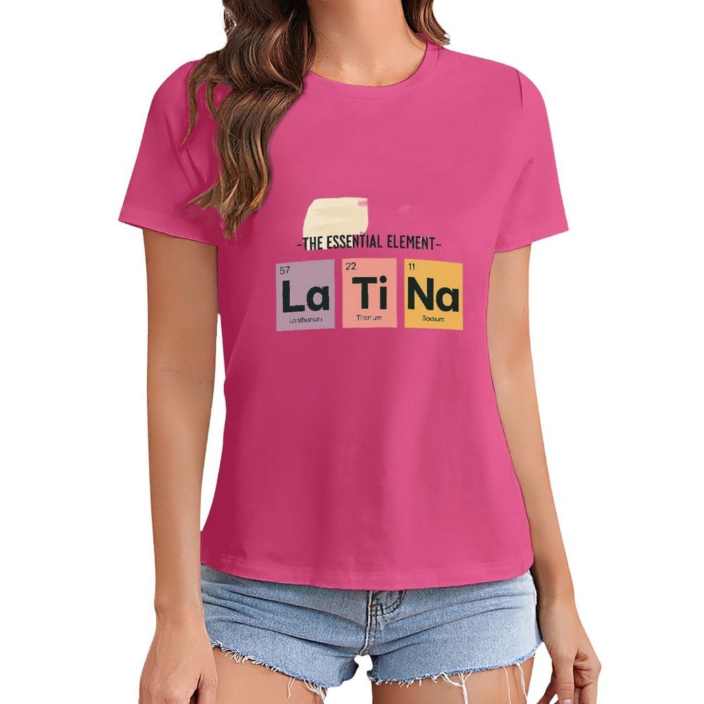 Gildan T-shirt Women The Essential Latina Elements Spring and Summer Round Neck Short - sleeved Tops Women's Casual Sports T-shirt - TrendyLookz