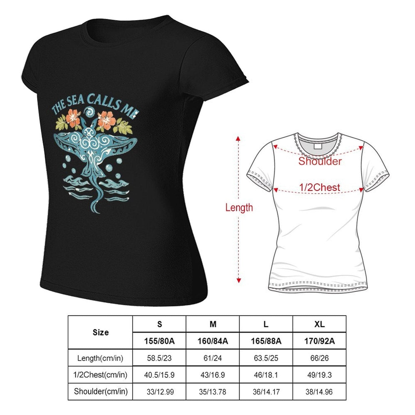 Gildan T-shirt Women The Sea Calls Me - U1 Spring and Summer Round Neck Short - sleeved Tops Women's Casual Sports T-shirt - TrendyLookz