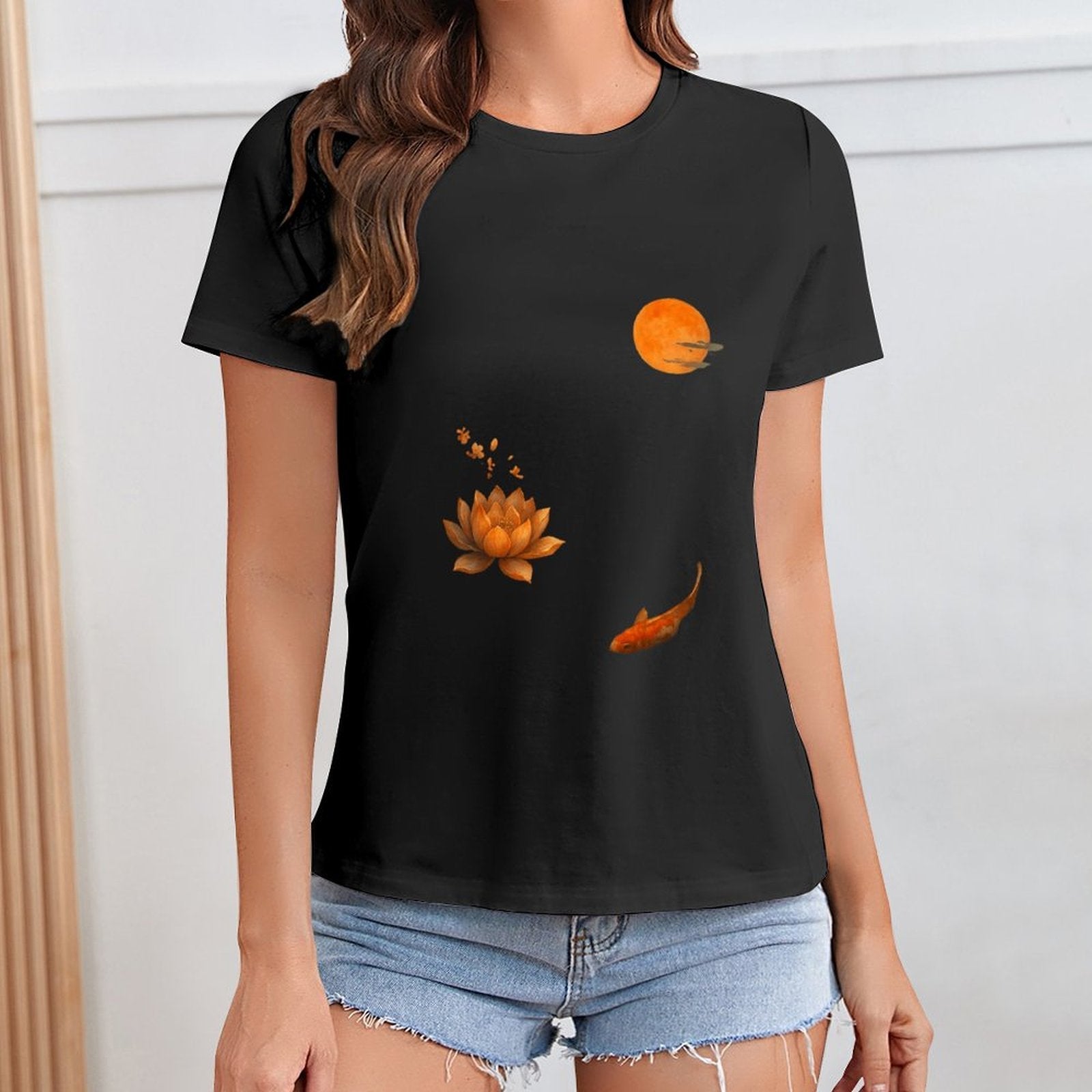 Gildan T-shirt Women Tranquil Autumn Evening Serenity - U1 Spring and Summer Round Neck Short - sleeved Tops Women's Casual Sports T-shirt - TrendyLookz