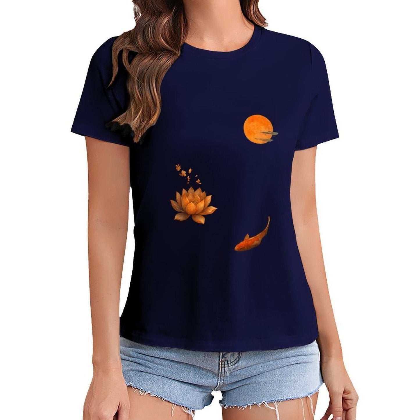 Gildan T-shirt Women Tranquil Autumn Evening Serenity - U1 Spring and Summer Round Neck Short - sleeved Tops Women's Casual Sports T-shirt - TrendyLookz