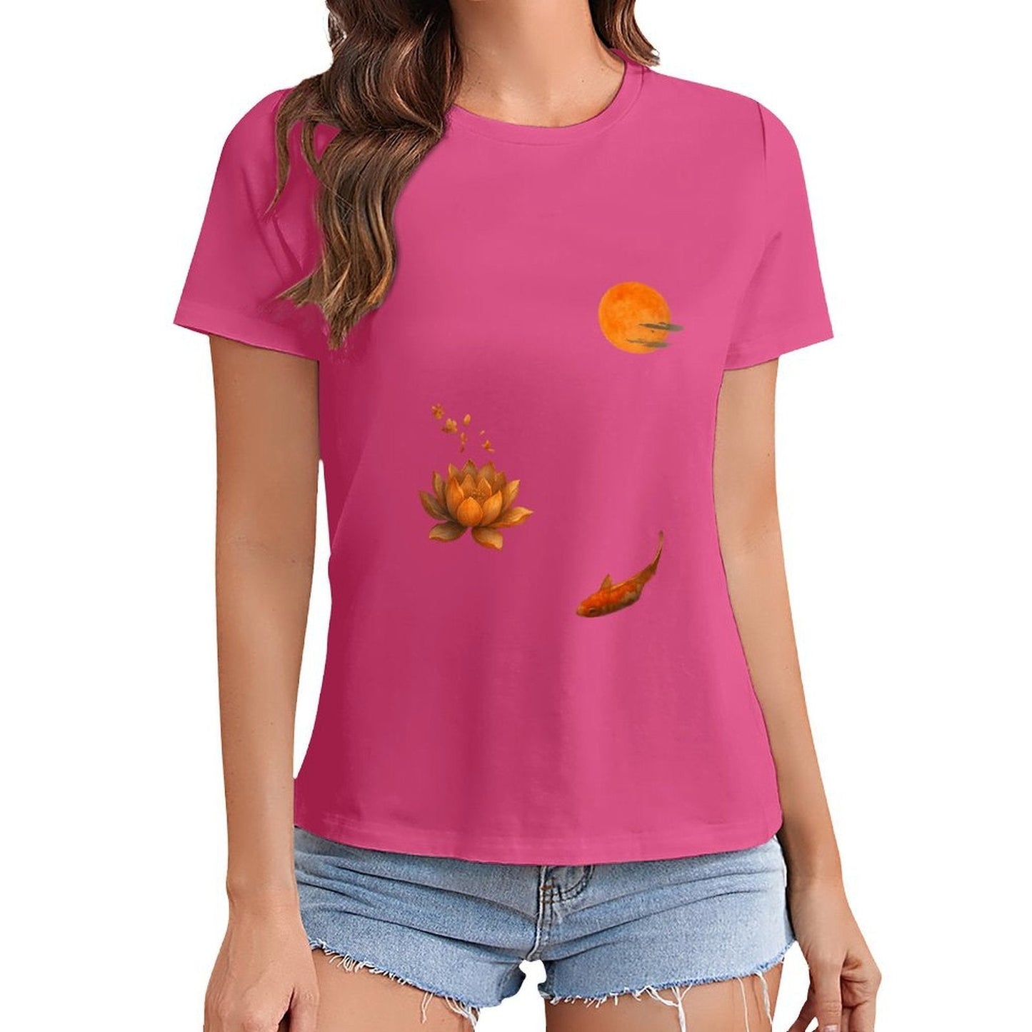 Gildan T-shirt Women Tranquil Autumn Evening Serenity - U1 Spring and Summer Round Neck Short - sleeved Tops Women's Casual Sports T-shirt - TrendyLookz