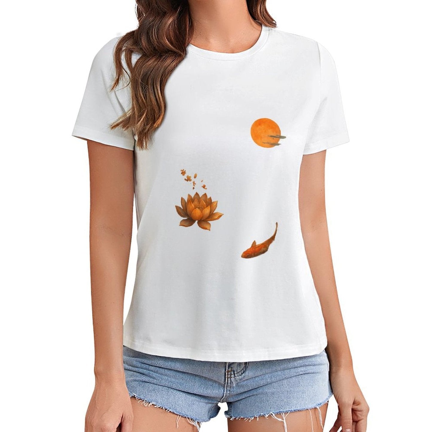 Gildan T-shirt Women Tranquil Autumn Evening Serenity - U1 Spring and Summer Round Neck Short - sleeved Tops Women's Casual Sports T-shirt - TrendyLookz
