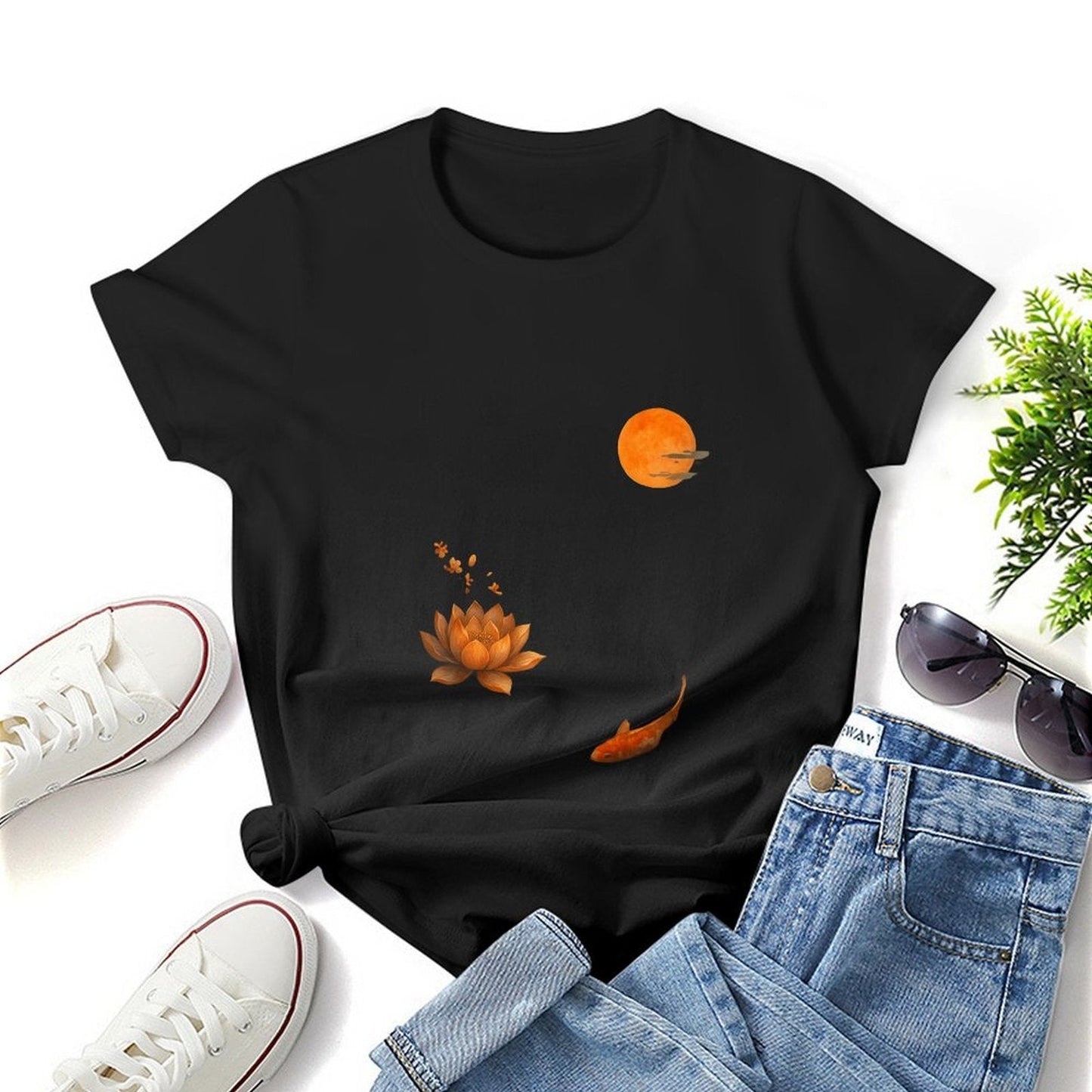 Gildan T-shirt Women Tranquil Autumn Evening Serenity - U1 Spring and Summer Round Neck Short - sleeved Tops Women's Casual Sports T-shirt - TrendyLookz