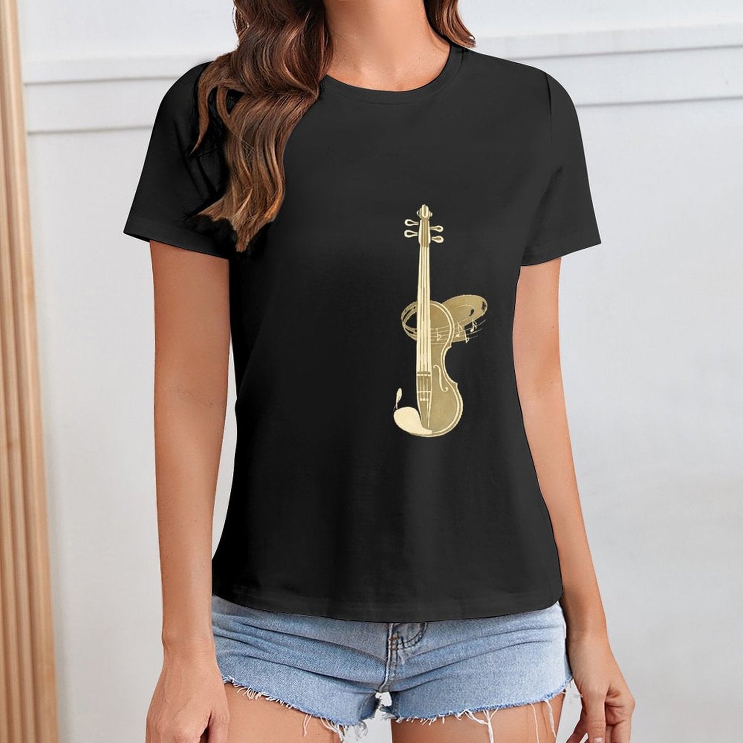 Gildan T-shirt Women Violin Is My Language - U1 Spring and Summer Round Neck Short - sleeved Tops Women's Casual Sports T-shirt - TrendyLookz