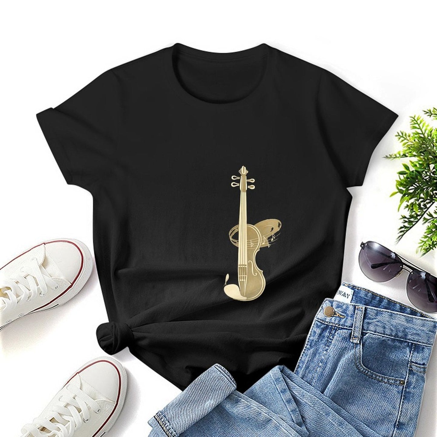 Gildan T-shirt Women Violin Is My Language - U1 Spring and Summer Round Neck Short - sleeved Tops Women's Casual Sports T-shirt - TrendyLookz