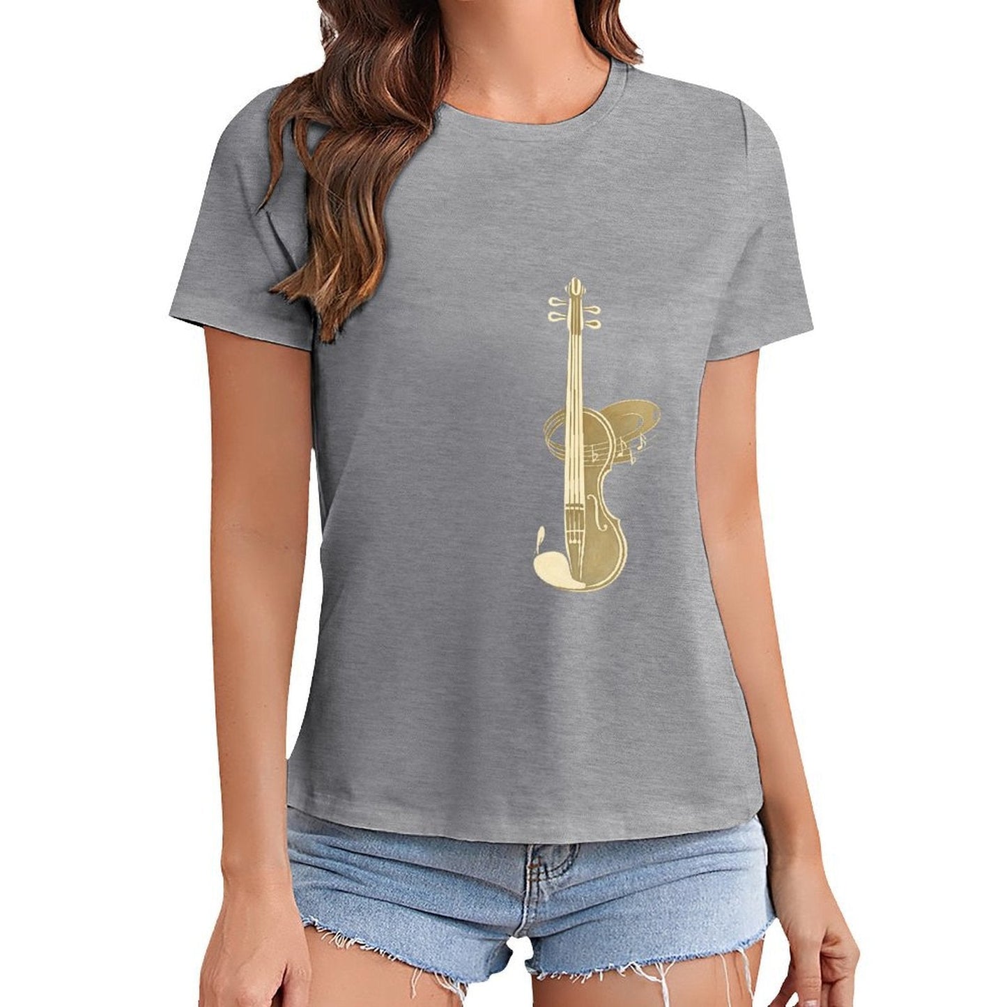 Gildan T-shirt Women Violin Is My Language - U1 Spring and Summer Round Neck Short - sleeved Tops Women's Casual Sports T-shirt - TrendyLookz