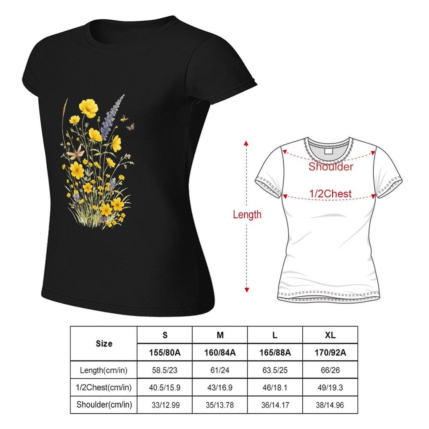 Gildan T-shirt Women Wildflowers And Butterflies Harmony - U1 Spring and Summer Round Neck Short - sleeved Tops Women's Casual Sports T-shirt - TrendyLookz
