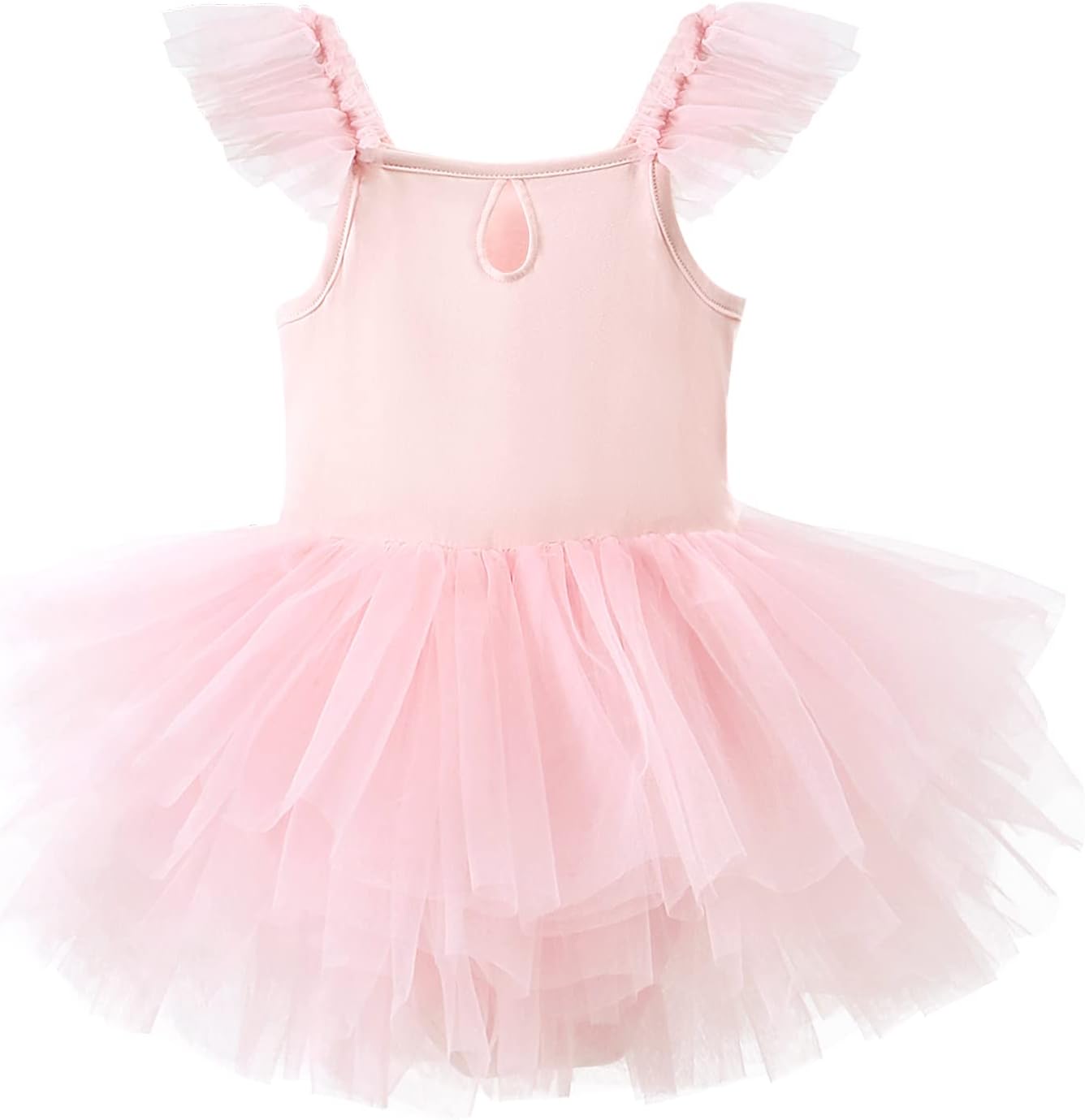 Girls Dance Tutu Dresses Ruffle Sleeve Snap Crotch Ballet Leotards - TrendyLookz