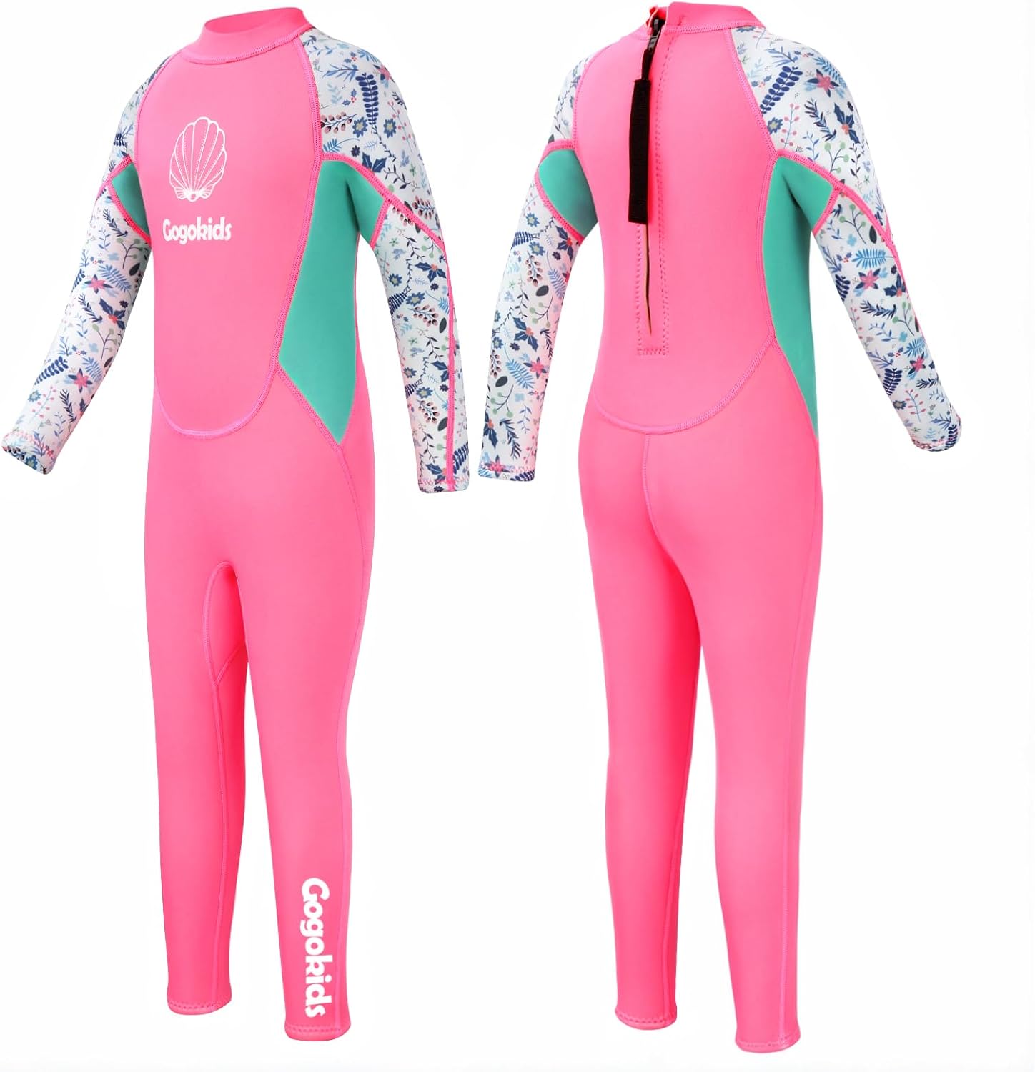 Gogokids Kids Wetsuit, Youth 2.5mm Neoprene Thermal Full Wet Suits, Girls Long Sleeve Back Zip Sun Protection Swimsuits for Water Sports, Diving, Swimming, Surfing Lessons, Keep Warm - TrendyLookz
