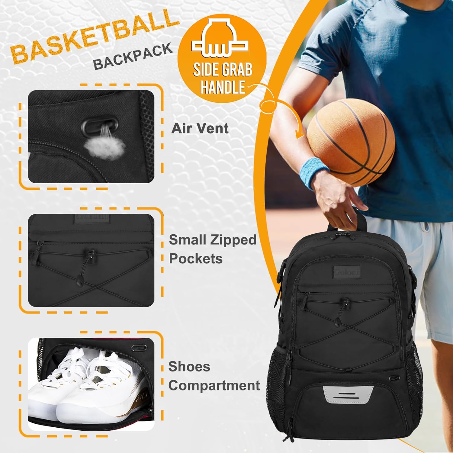 Goloni Soccer Backpack,Basketball Backpack with Ball Compartment & Shoe Compartment,Backpack for Basketball,Soccer - TrendyLookz