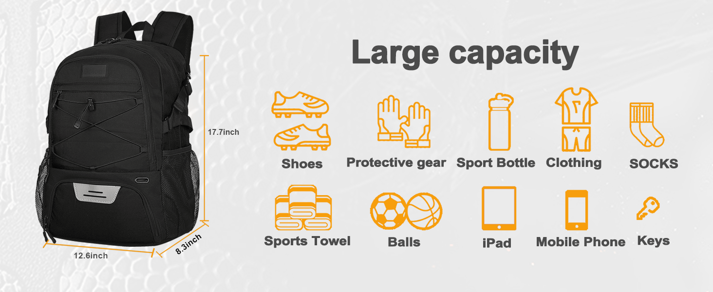 Goloni Soccer Backpack,Basketball Backpack with Ball Compartment & Shoe Compartment,Backpack for Basketball,Soccer - TrendyLookz