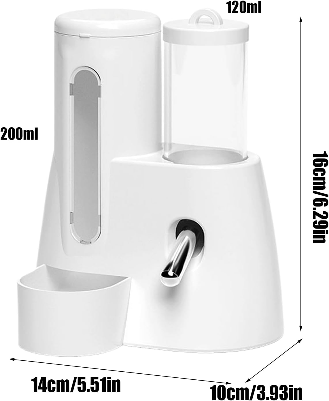 Guinea Pig Water Bottle - Polystyrene Hamster Water Bottle | 200ml& 120ml Capacity Cage | 2 in 1 Automatic Feeder and No Drip Water Dispenser for Small Animals - TrendyLookz
