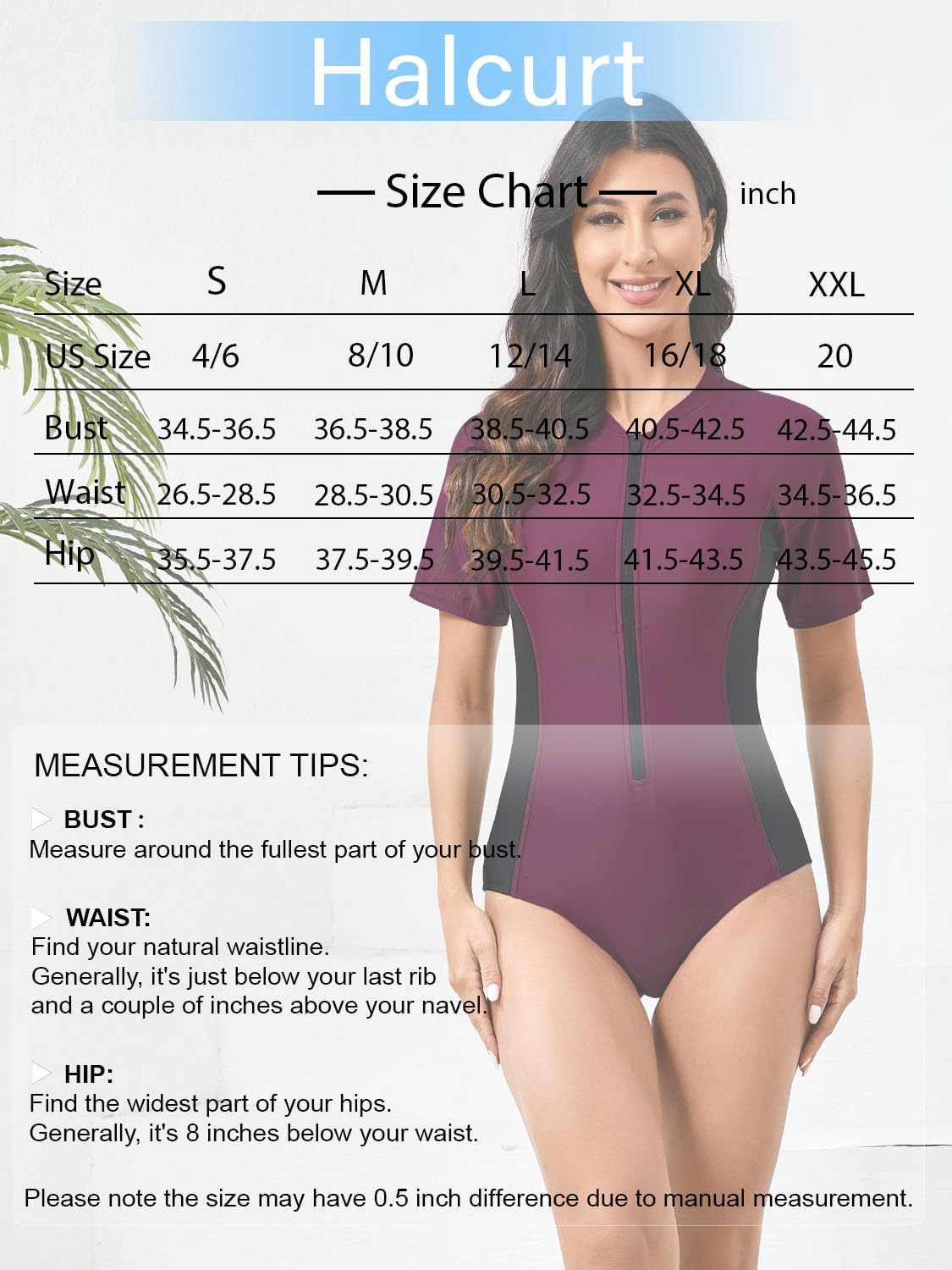 Halcurt Women's Short Sleeve One Piece Rash Guard Swimsuit Zip Front UPF50+ Surfing Athletic Bathing Suit - TrendyLookz