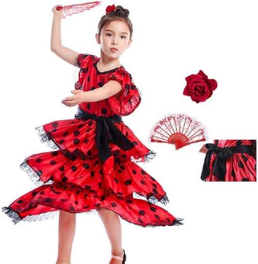Halloween Girls cosplay Spanish Flamenco Stage Costume Dress - TrendyLookz