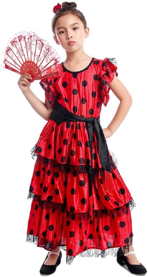 Halloween Girls cosplay Spanish Flamenco Stage Costume Dress - TrendyLookz