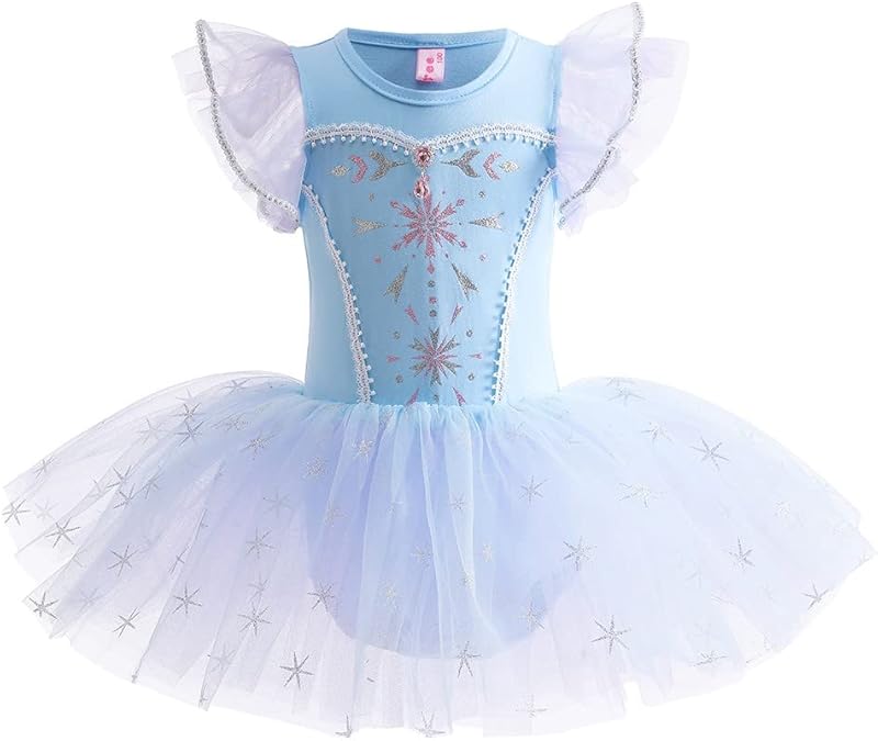 HIHCBF Princess Girls Leotards Ballet Dance Skirted Tutus Short Sleeve Dancewear Halloween Christmas Party Fancy Dress - TrendyLookz