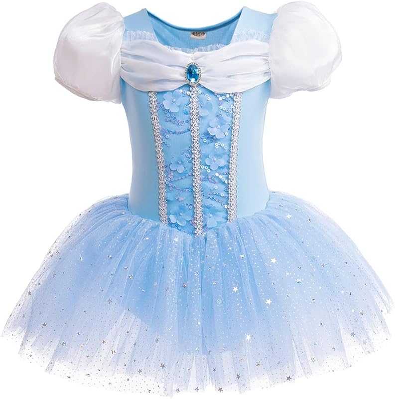 HIHCBF Princess Girls Leotards Ballet Dance Skirted Tutus Short Sleeve Dancewear Halloween Christmas Party Fancy Dress - TrendyLookz