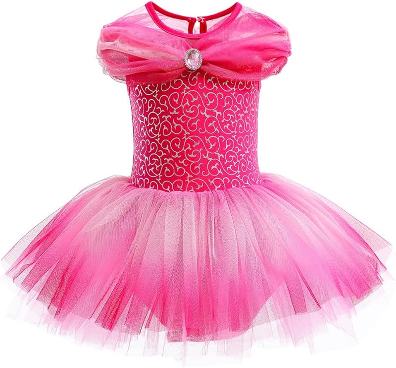HIHCBF Princess Girls Leotards Ballet Dance Skirted Tutus Short Sleeve Dancewear Halloween Christmas Party Fancy Dress - TrendyLookz
