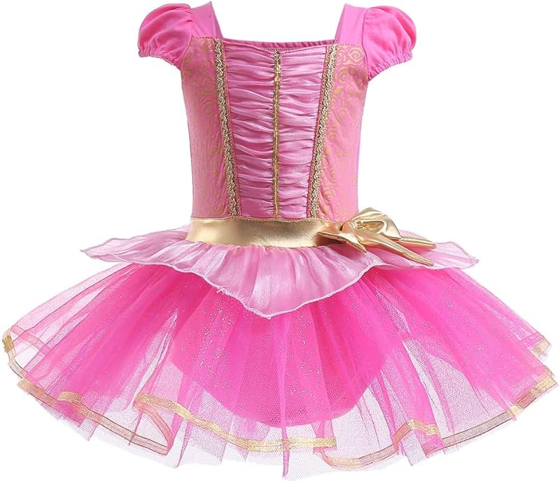 HIHCBF Princess Girls Leotards Ballet Dance Skirted Tutus Short Sleeve Dancewear Halloween Christmas Party Fancy Dress - TrendyLookz