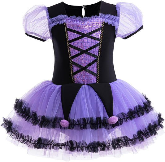 HIHCBF Princess Girls Leotards Ballet Dance Skirted Tutus Short Sleeve Dancewear Halloween Christmas Party Fancy Dress - TrendyLookz