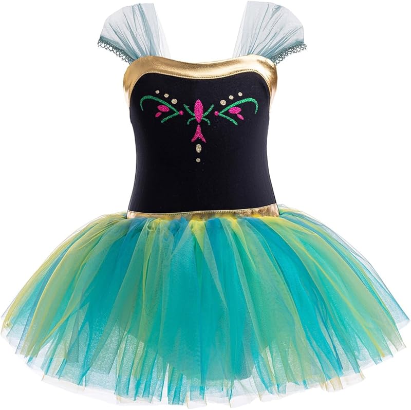 HIHCBF Princess Girls Leotards Ballet Dance Skirted Tutus Short Sleeve Dancewear Halloween Christmas Party Fancy Dress - TrendyLookz