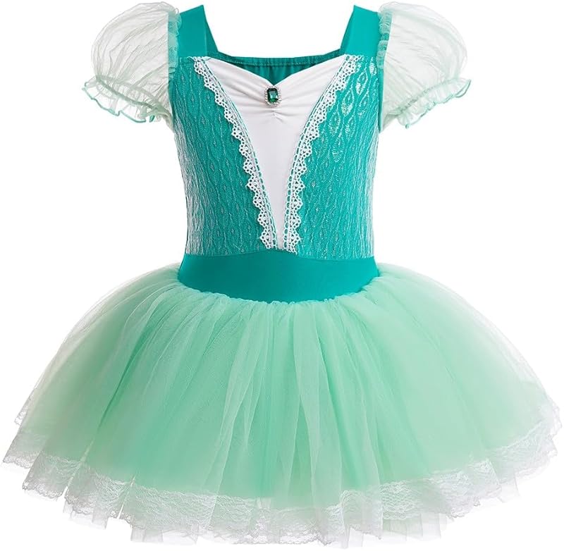 HIHCBF Princess Girls Leotards Ballet Dance Skirted Tutus Short Sleeve Dancewear Halloween Christmas Party Fancy Dress - TrendyLookz