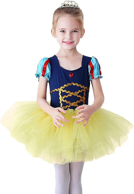 HIHCBF Princess Girls Leotards Ballet Dance Skirted Tutus Short Sleeve Dancewear Halloween Christmas Party Fancy Dress - TrendyLookz