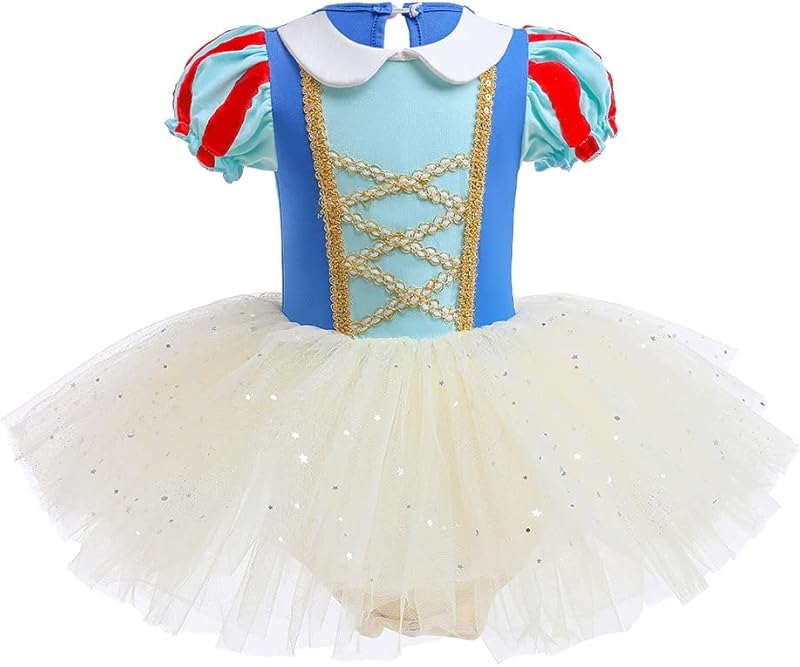 HIHCBF Princess Girls Leotards Ballet Dance Skirted Tutus Short Sleeve Dancewear Halloween Christmas Party Fancy Dress - TrendyLookz