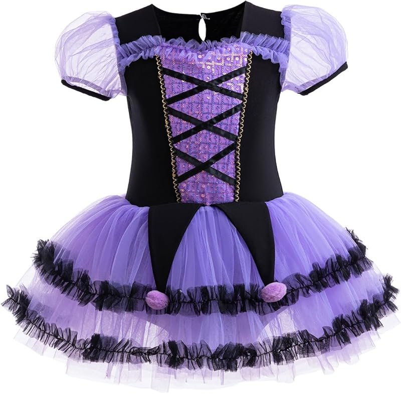HIHCBF Princess Girls Leotards Ballet Dance Skirted Tutus Short Sleeve Dancewear Halloween Christmas Party Fancy Dress - TrendyLookz