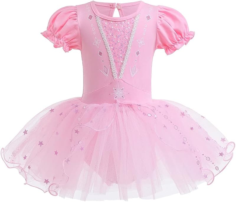 HIHCBF Princess Girls Leotards Ballet Dance Skirted Tutus Short Sleeve Dancewear Halloween Christmas Party Fancy Dress - TrendyLookz