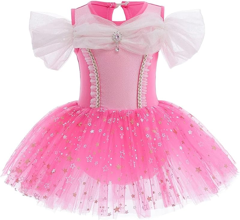 HIHCBF Princess Girls Leotards Ballet Dance Skirted Tutus Short Sleeve Dancewear Halloween Christmas Party Fancy Dress - TrendyLookz