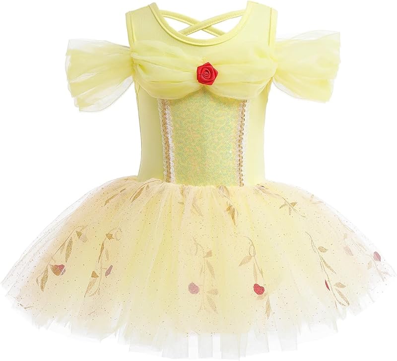 HIHCBF Princess Girls Leotards Ballet Dance Skirted Tutus Short Sleeve Dancewear Halloween Christmas Party Fancy Dress - TrendyLookz