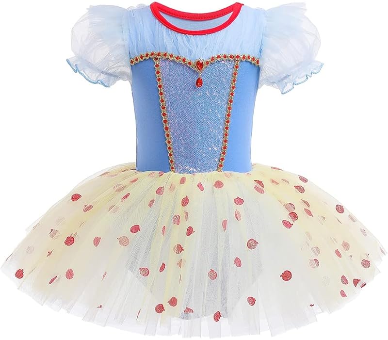 HIHCBF Princess Girls Leotards Ballet Dance Skirted Tutus Short Sleeve Dancewear Halloween Christmas Party Fancy Dress - TrendyLookz