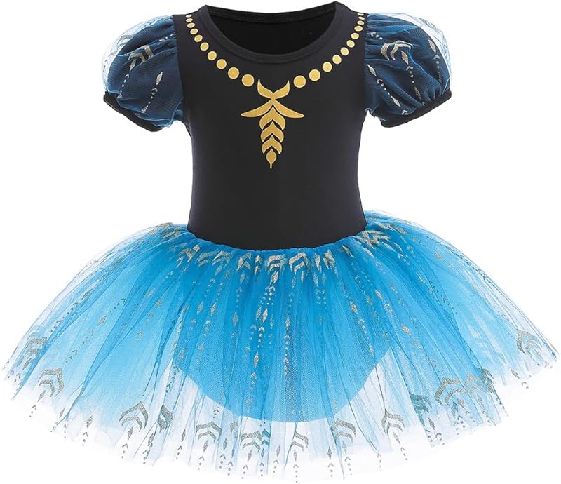 HIHCBF Princess Girls Leotards Ballet Dance Skirted Tutus Short Sleeve Dancewear Halloween Christmas Party Fancy Dress - TrendyLookz